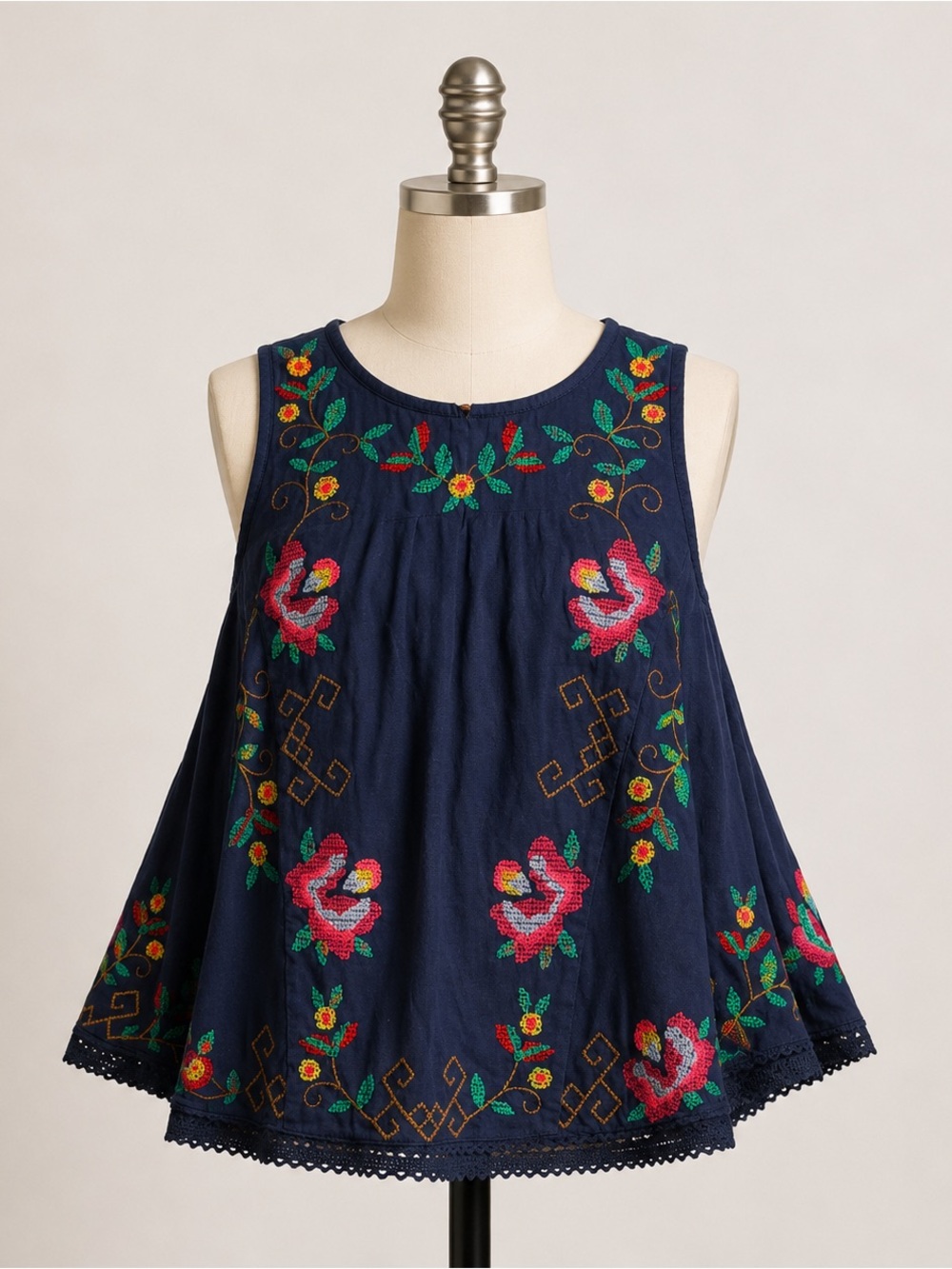 FREE PEOPLE fun & flirty embroidered top in cobalt Size XS